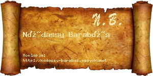 Nádassy Barabás névjegykártya